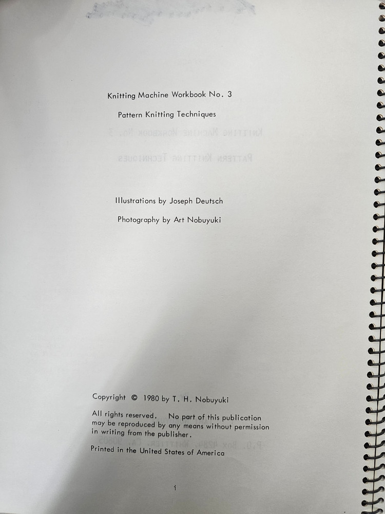 Machine Knitting Workbook 3 Pattern Knitting Techniques By Tami Nobuyuki