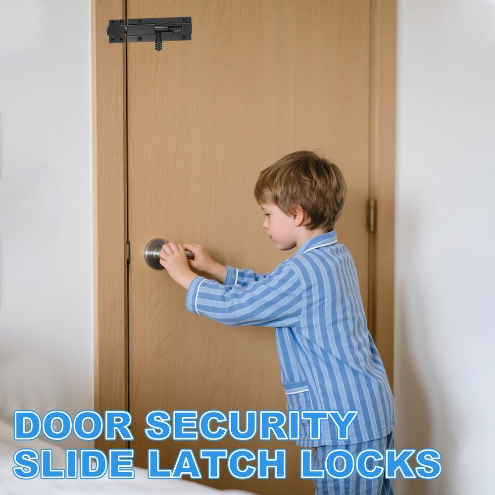 Barrel Bolt Latch, 4" Door Security Slide Latch Locks, Brushed Silver