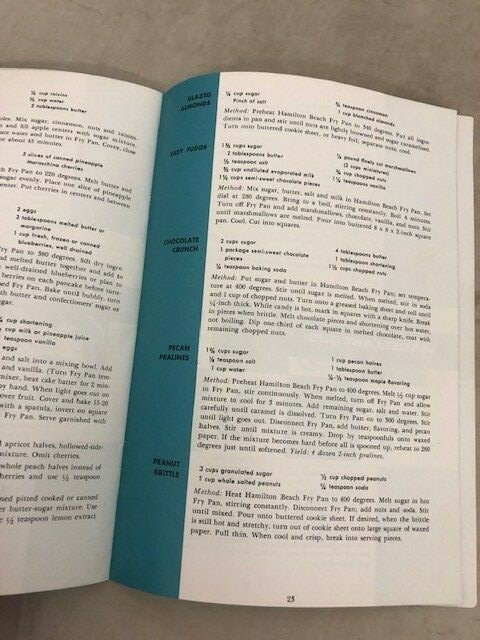 Hamilton Beach No.10f Automatic Fry Pan Recipe Book