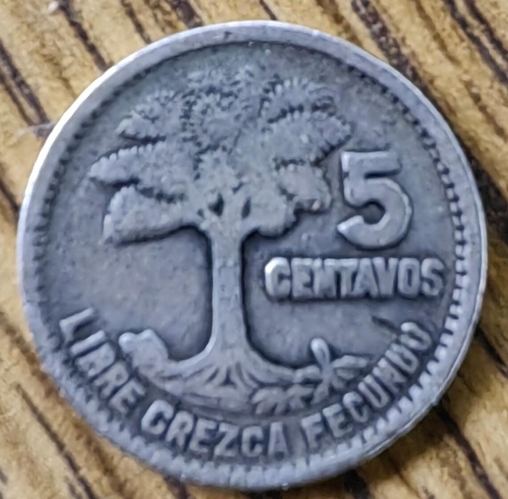 Moneda de plata de Guatemala, 5 centavos de 1957