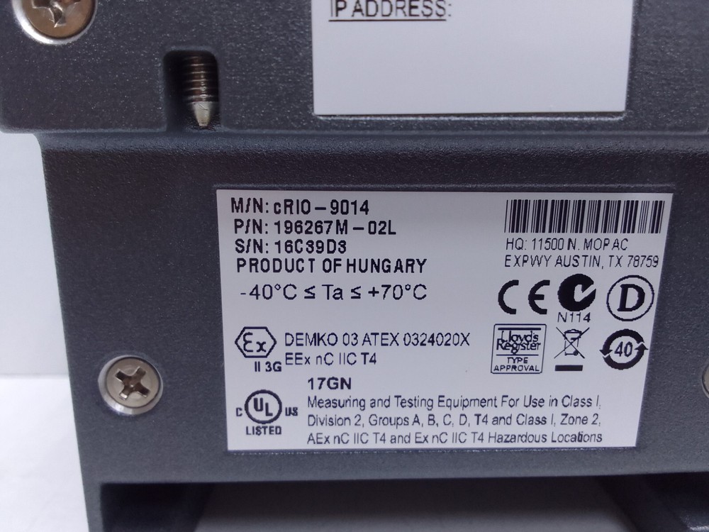 NATIONAL INSTRUMENTS / NI cRIO-9014 / REAL - TIME CONTROLLER