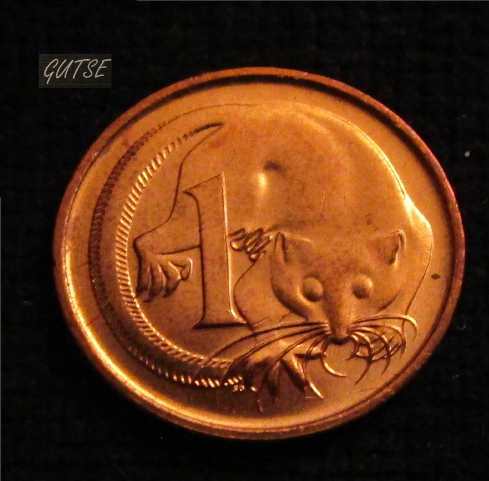 AUSTRALIA, ELIZABETH II, 1 CENT 1987, FEATHER-TAILED GLIDER, UNCIRCULATED.