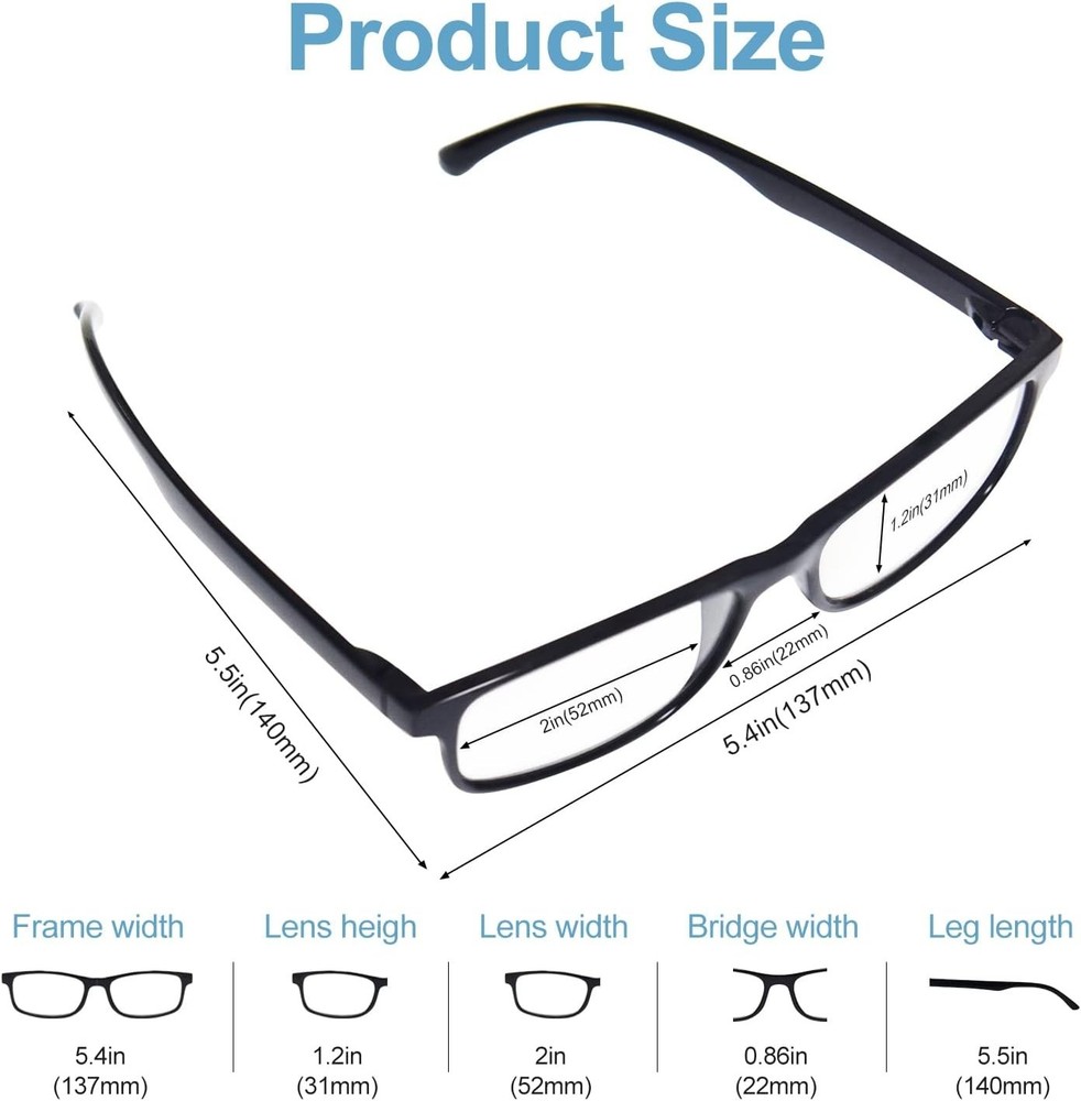 Protective Blue Light Blocking Reading Glasses Set - Ideal 3.5X Magnification