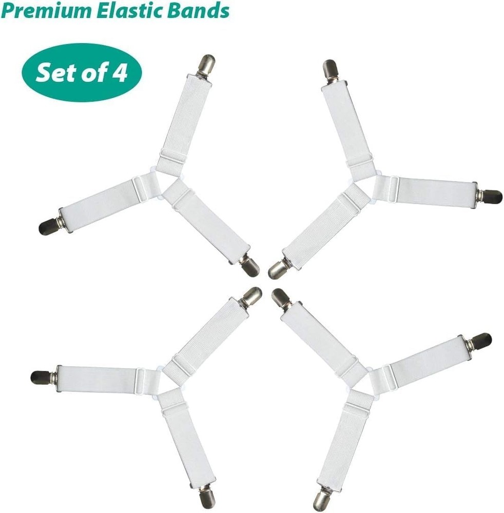 Adjustable Bed Sheet Straps Heavy Duty Elastic Triangle Clips Sheet Fasteners