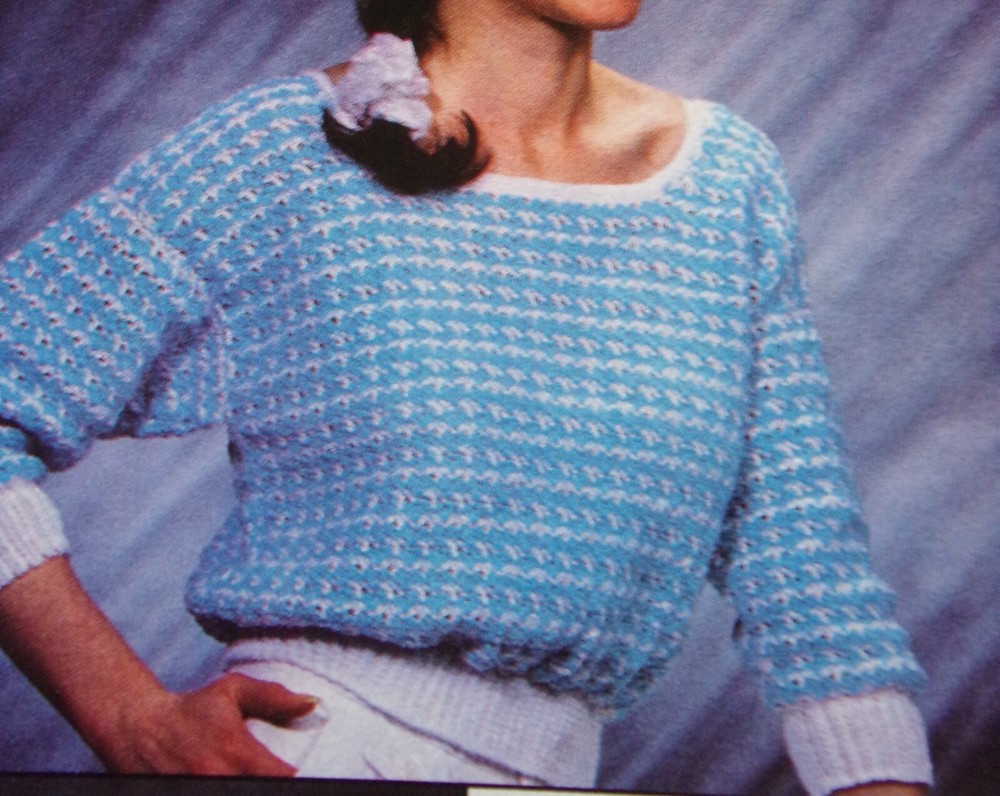BiColor shell stitch pullover, Ladies  (#246-34A); vintage crochet  pattern