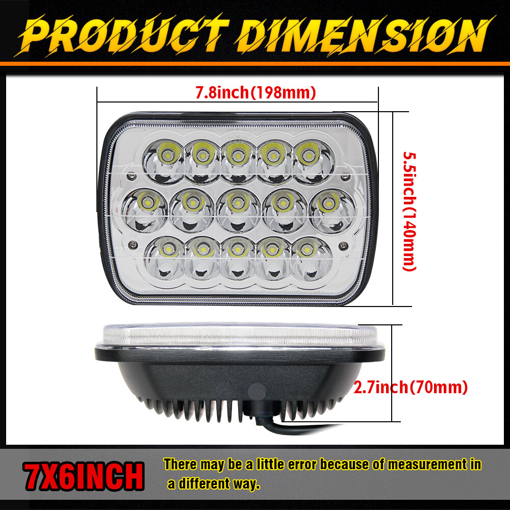 For Ford E-150 E-250 E-350 Econoline Pair 5x7 7x6" LED High Low Beam Headlights