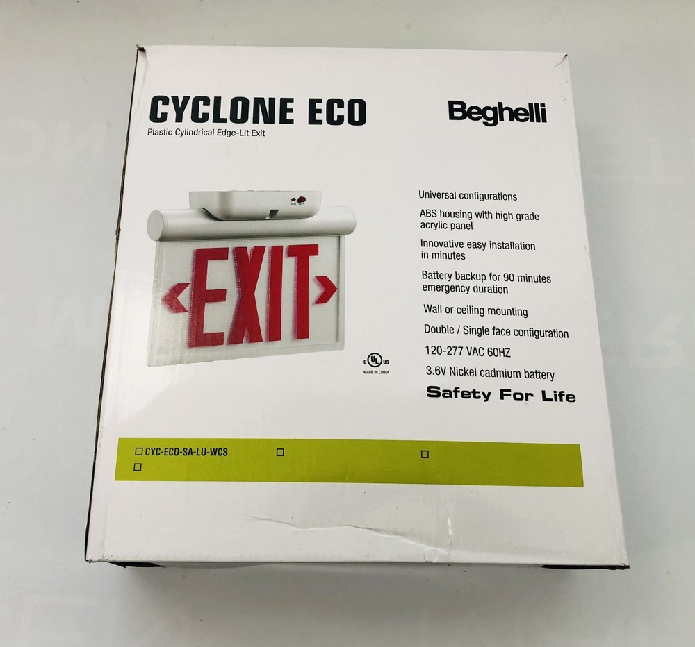 BEGHELLI CYCLONE ECO LED Exit Light - CYC-ECO-SA-LU-WCS