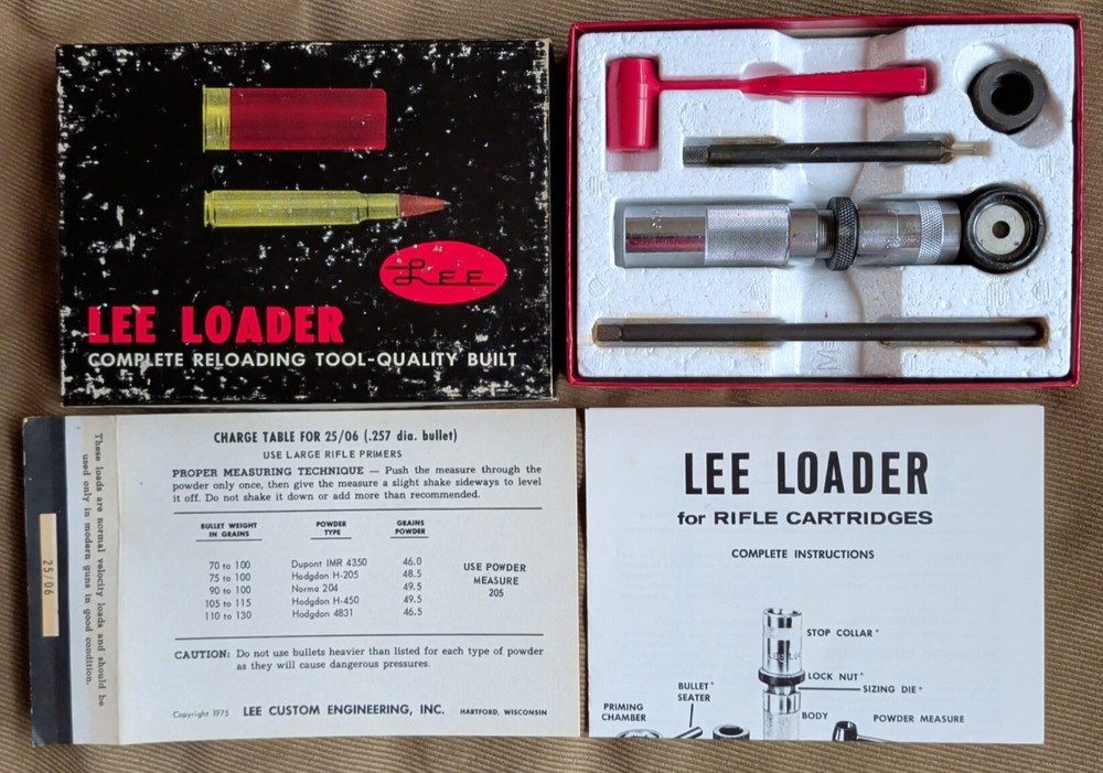 Vintage Lee Loader 25/06 Remington Rifle Complete Reloading Tool