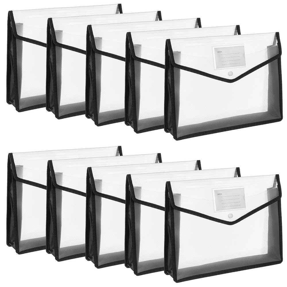 10 Pack Plastic Expanding File Folders, White A4 Size Waterproof Documents Or...