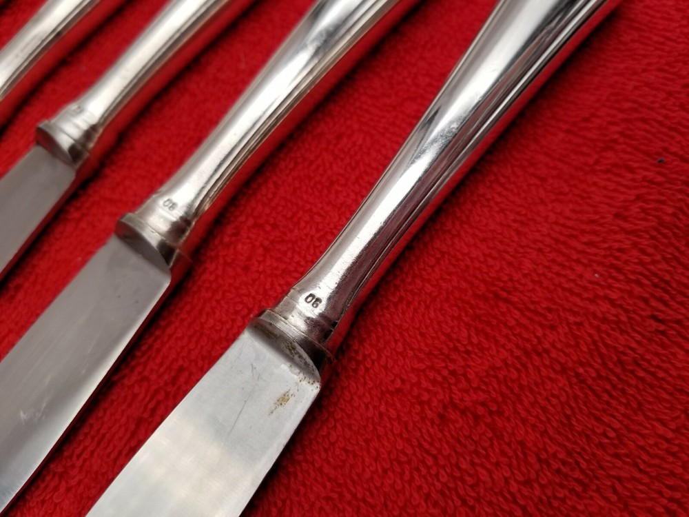 6 Dinner Knives ~ Homag 90 Germany Silverplate Flatware Scroll Pattern 8 5/8"