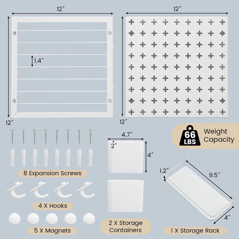 Pegboard Combination Wall Organizer Kit Display Panel Kits w/ Shelf & Hooks