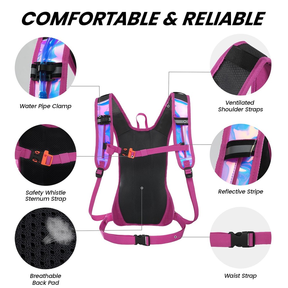 Hydration Pack Backpack with 2L Water Bladder, Rave Water Backpack for Festiv...