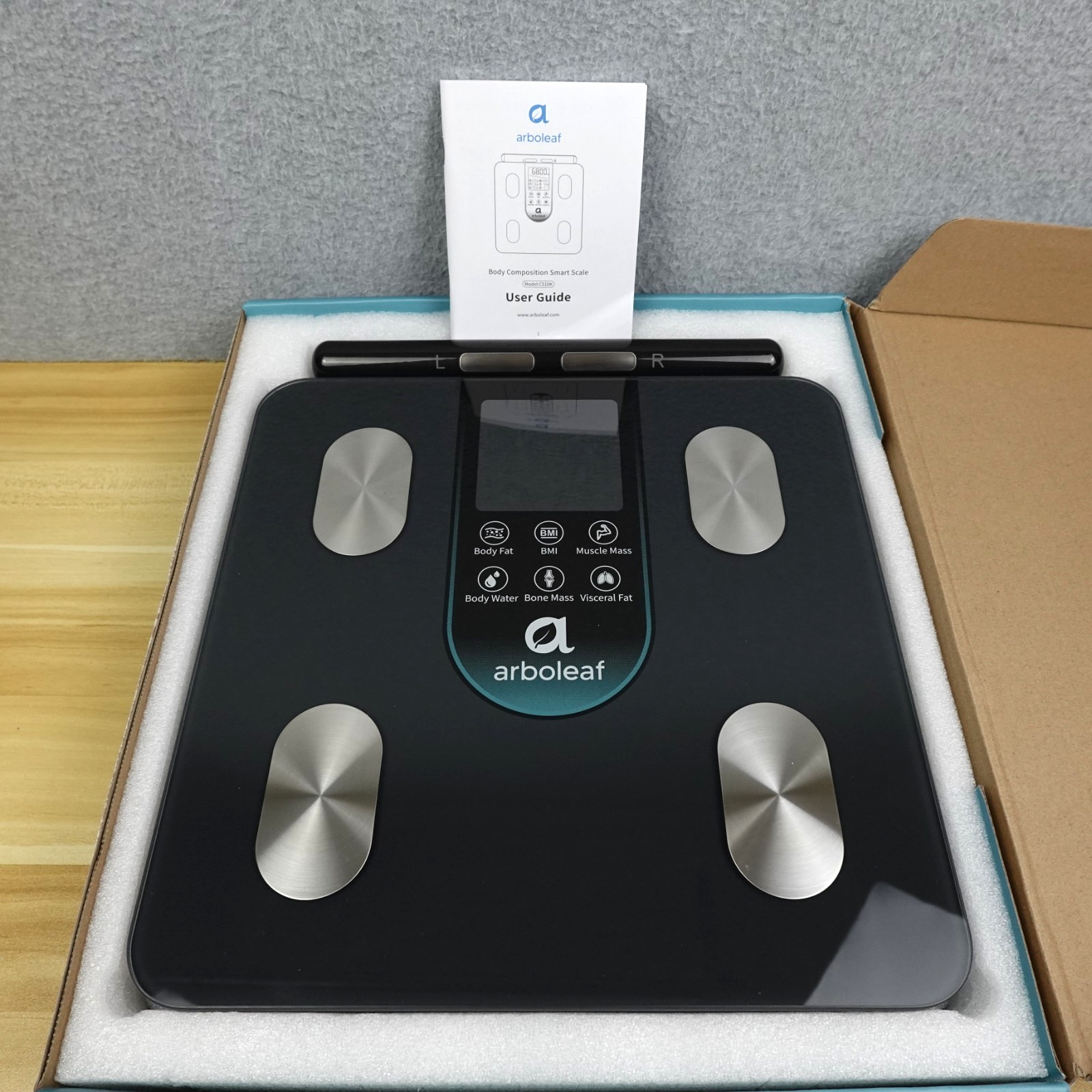 Arboleaf CS10K Eight Electrode Body Composition Smart Digital Scale Black OB