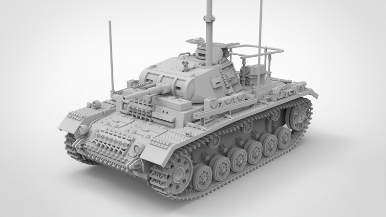 3D Printing Model 1/72 German Panzer III E-type command vehicle Model Unpainted