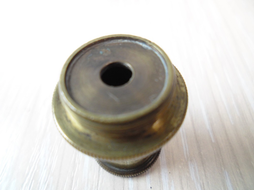 Antique Brass Microscope Objective Lens Unmarked High Power Steampunk Part
