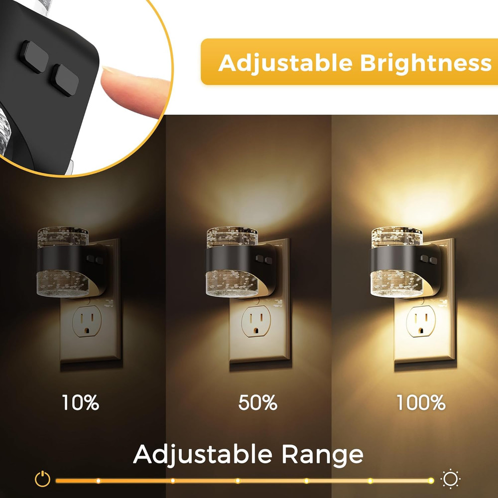Night Light, Bubble Night Lights Plug into Wall,2 Pack 3000K/4000K/5000K Adjusta