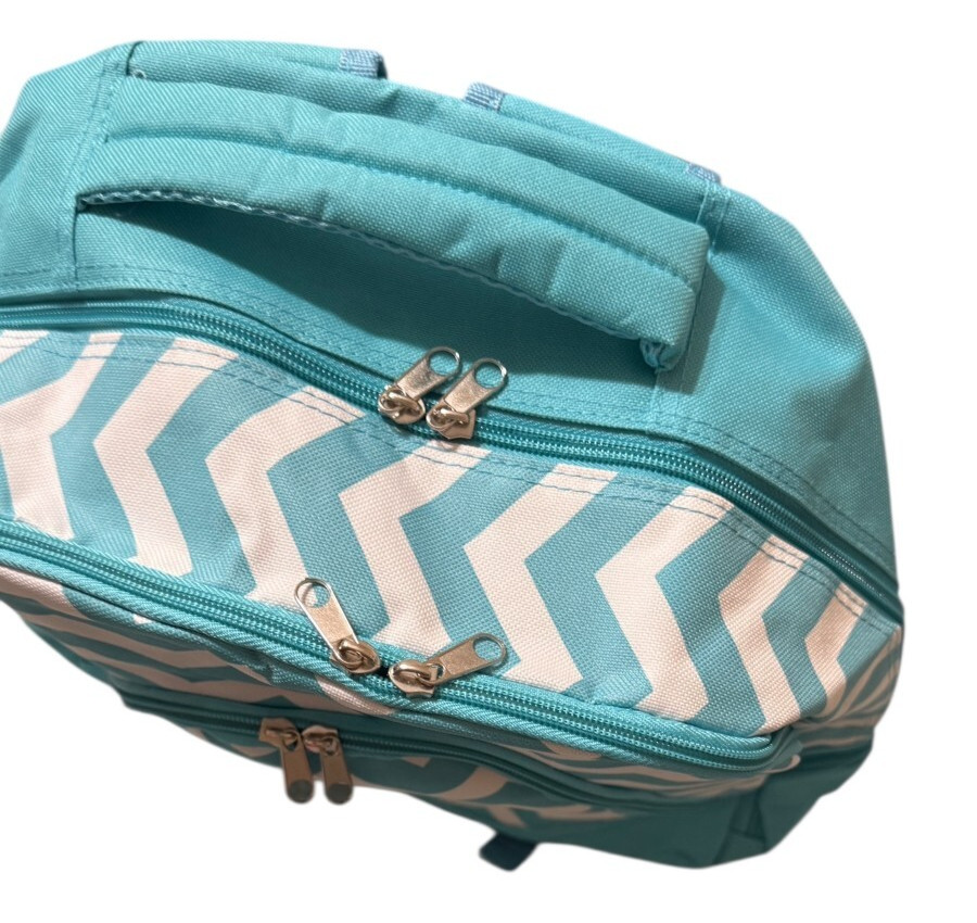 Backpack Turquoise Chevron Zigzag Print Lightweight Backpack Padded Straps New