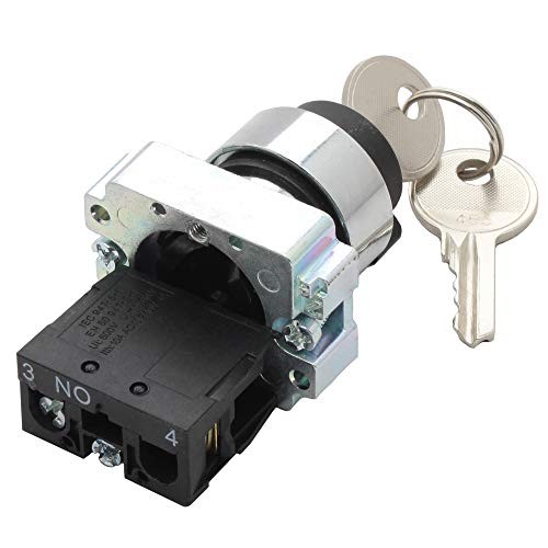 2 Position Maintained Selector Rotary Key Switch - Self-Lock Switch, 4 Pack