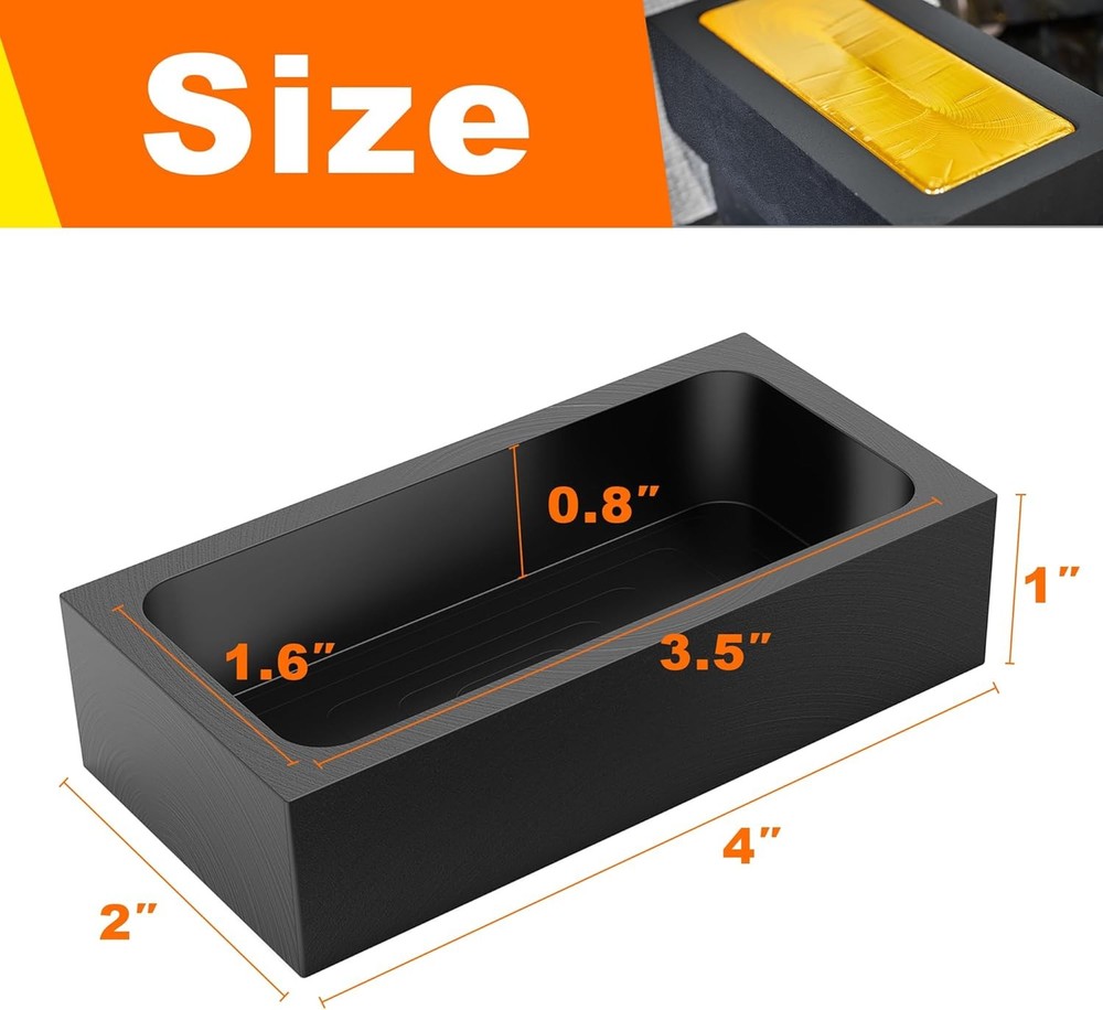 Nelyrho 1-Pack 2.2lbs Graphite Ingot Molds, High-Purity Casting Molds for Gold,