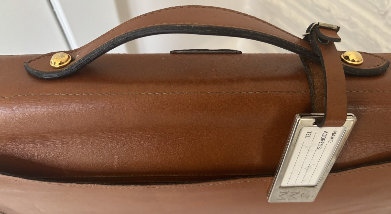 Leather Executive Briefcase w/ Padfolios + Metal Calculator Sleeve Vintage ABC