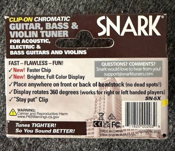 Snark Snark (SN-5X) Clip-On Guitar, Bass & Violin Chromatic Tuner New (5 tuners)