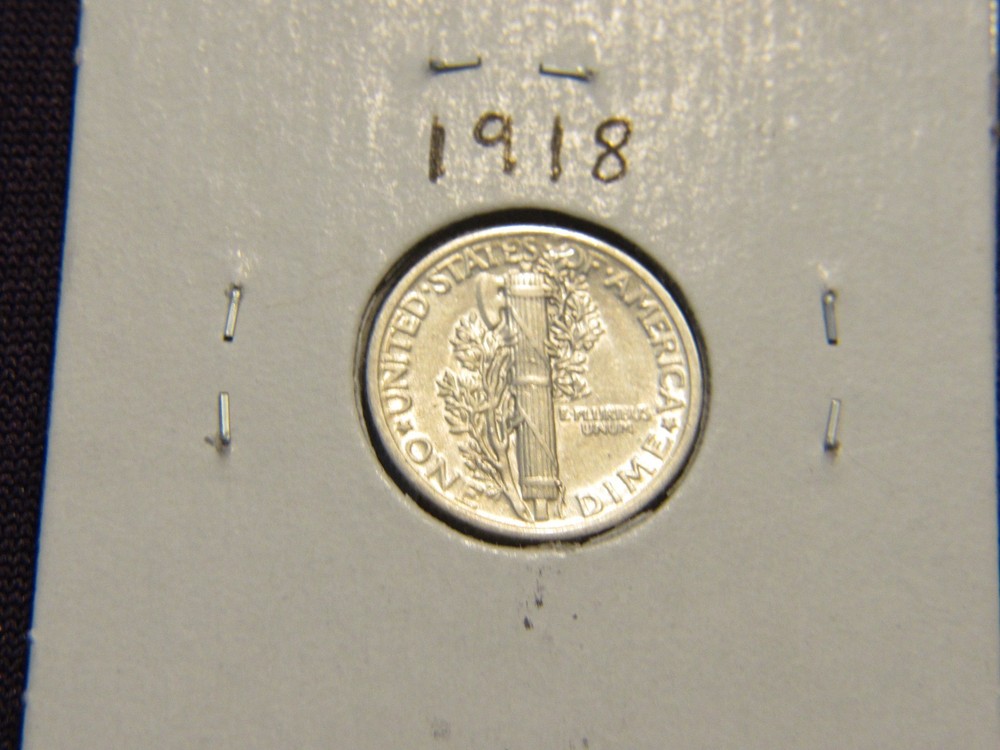 1918 Mercury dime in A.U. condition