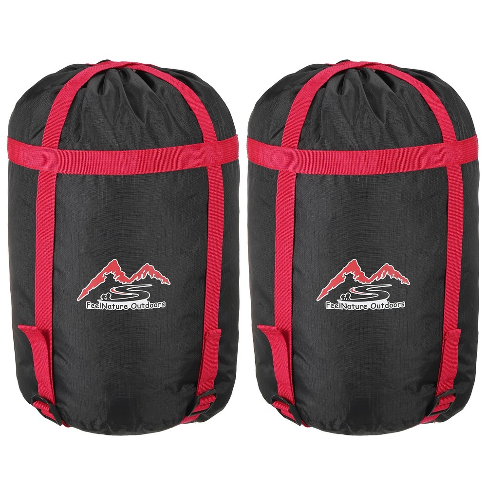 Compression Stuff Sack, 2 Pack S Size Waterproof Sleeping Bag Sack Black Red