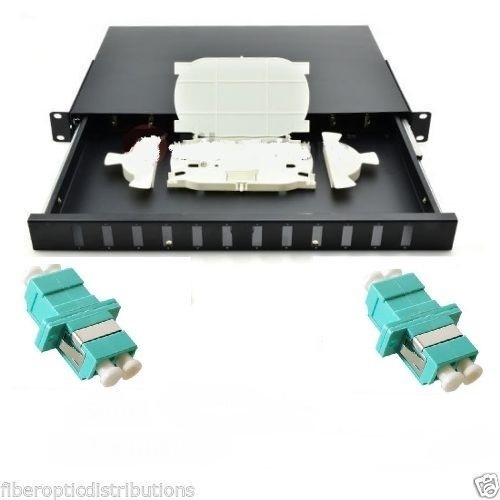 Fiber Optic Patch Panel,1U,Rackmount,12 Port Loaded LC Duplex-4596