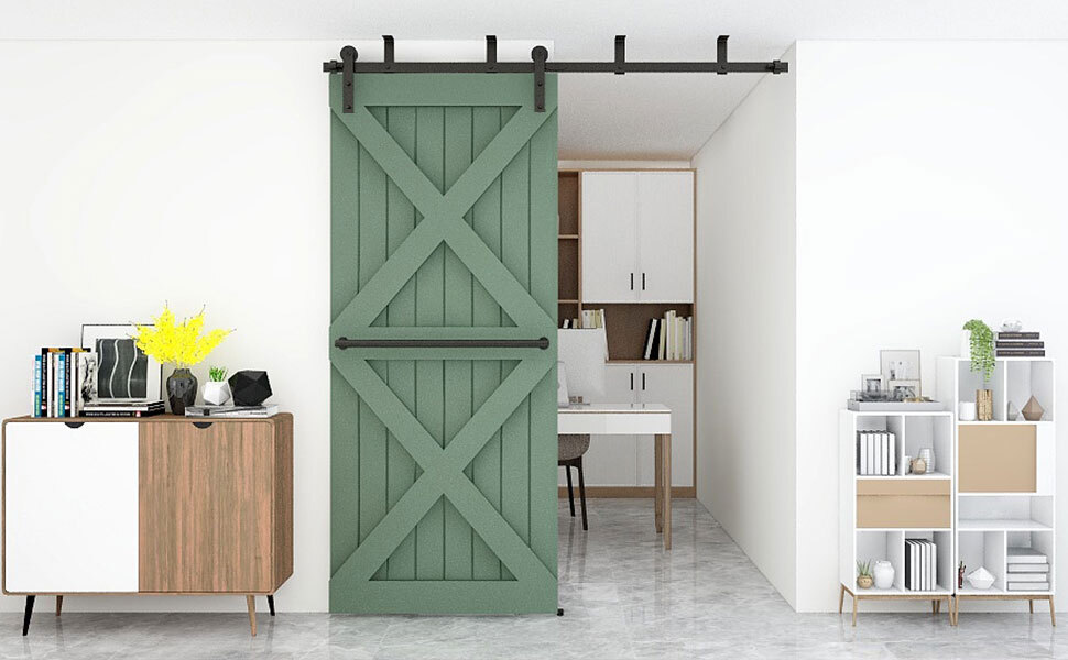 4FT-20FT Sliding Barn Door Hardware Kit Track Roller Closet Ceiling Mount Rail