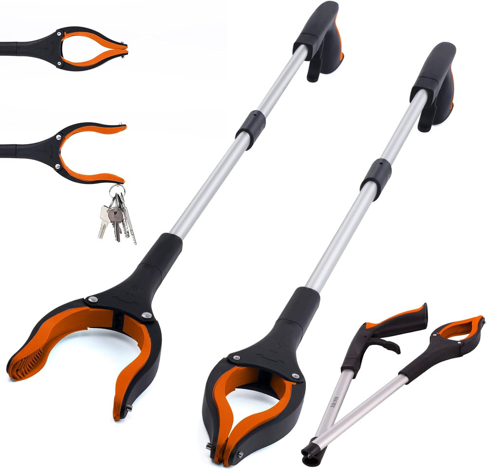 2-Pack Extra Long Grabber Reacher, 32" Foldable Trash Picker Grabber with Strong