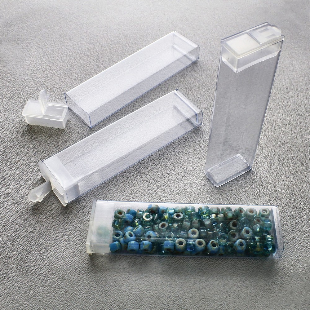 The Beadsmith Clear Plastic Boxes - Rectangle with a Flip Top Cap - 7/16” x 1...