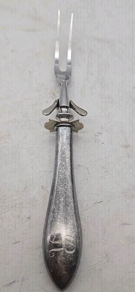 Vintage Silverplate Ornate Handle Carving Fork And Knife (123)