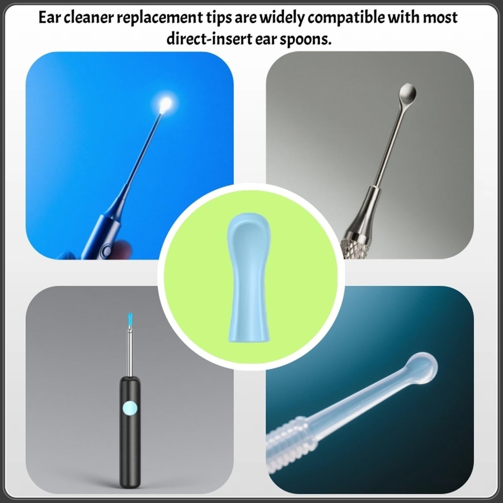 Ear Wax Removal Replacement Tips for Ear Camera, 50Pcs Soft Silicone Ear Spoo...