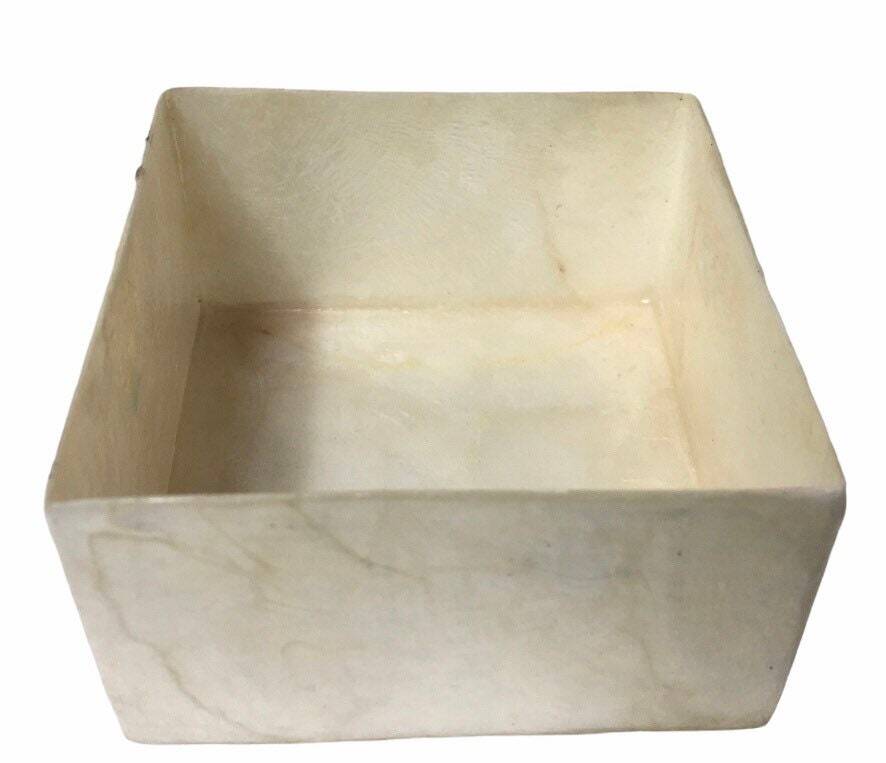 Handpainted Handmade Square Puffin Capiz Shell Box 4"