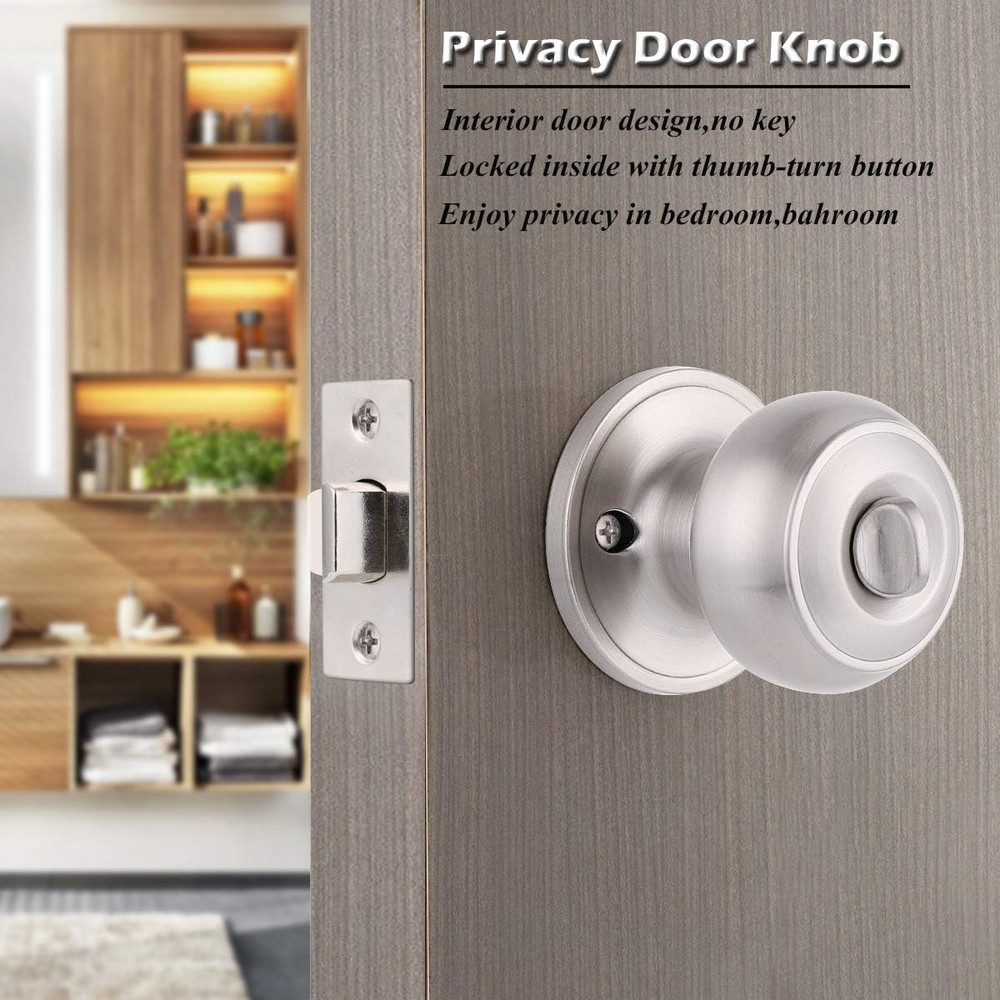 6 Pack Bathroom Bedroom Door Knobs Hardware, round Privacy Knobs Locksets Interi