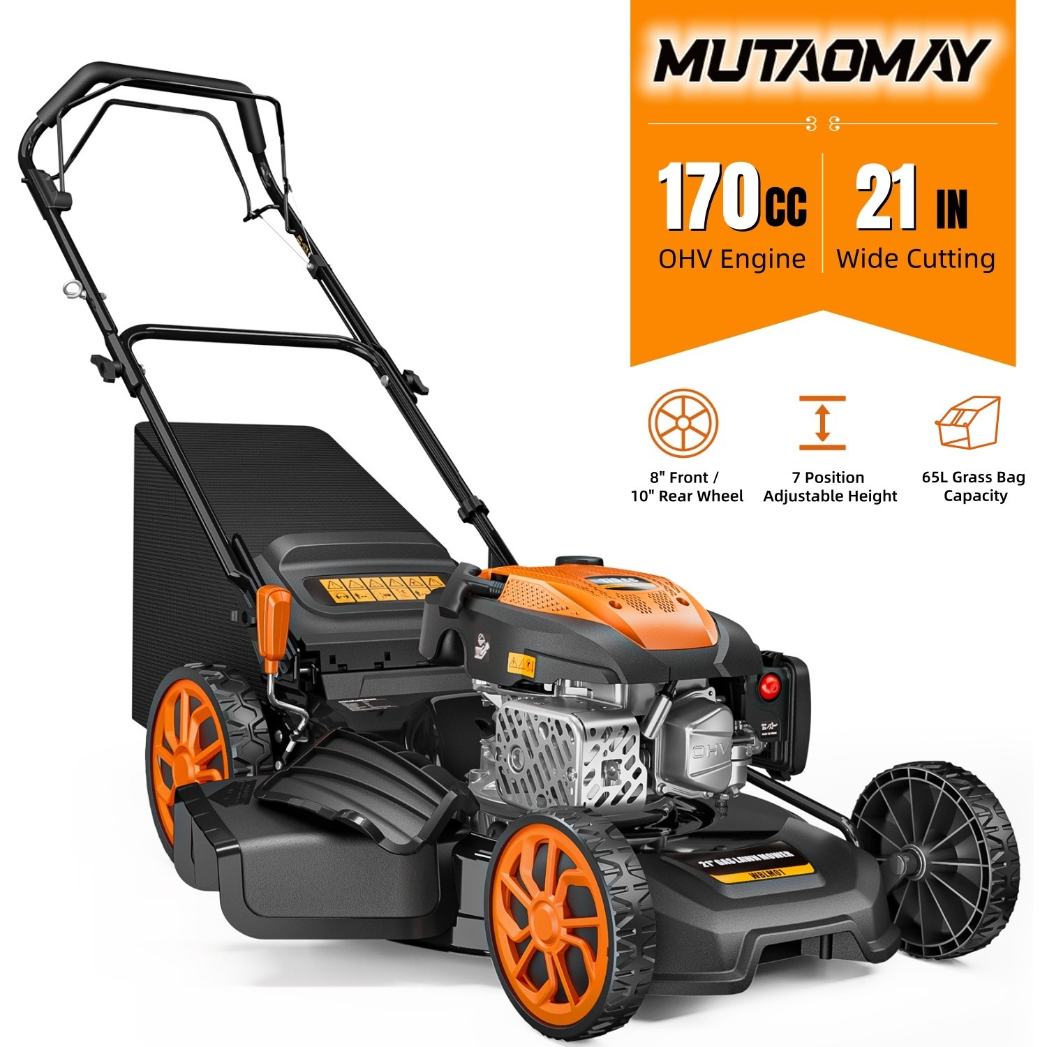 Mutaomay 21in Self Propelled Gas Lawn Mower 3-In-1,170cc , 7 Position Height New