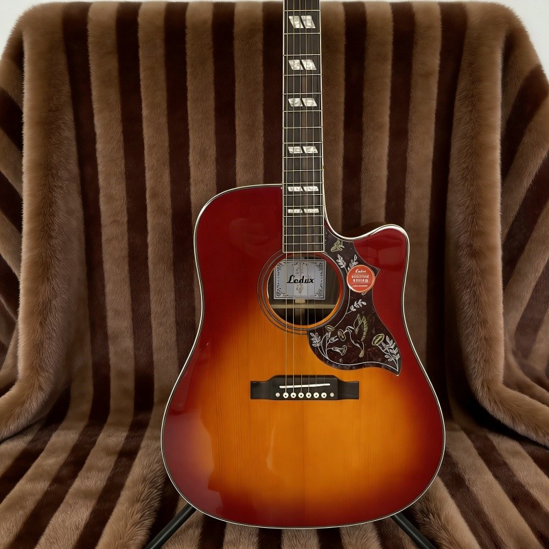 Cutting acoustic electric guitar hummingbird cherry burst built-in pickups