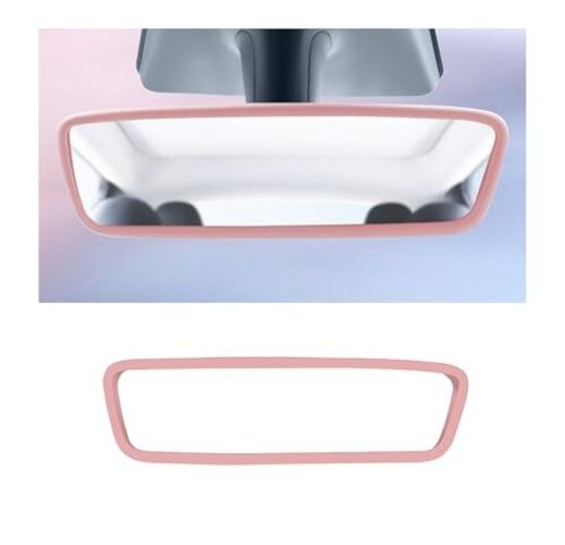 Car Rear View Mirror Protector Frame, Silicone Auto Rearview Edge Pink