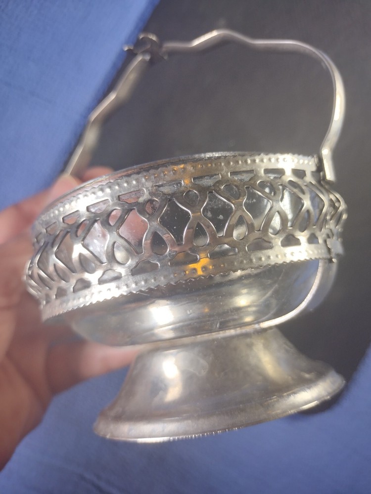 Silver and crystal handmade English plate/candy dish