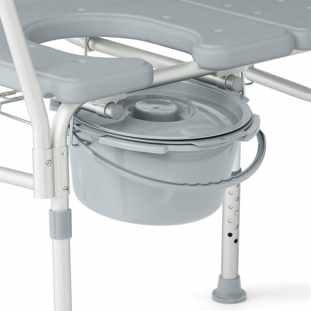 Medline Transfer Bench w/Commode Cutout & Commode Bucket 400lb Capacity