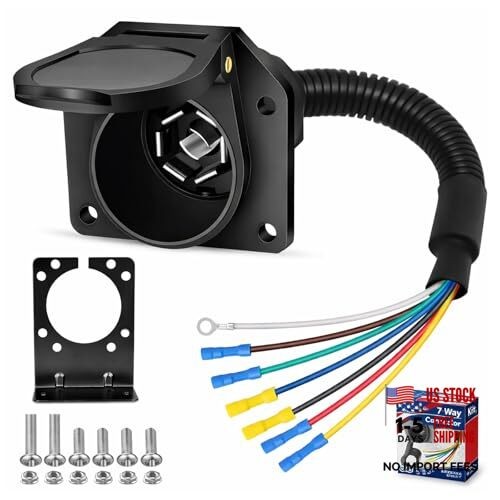 7 Way RV Trailer Light Connector Socket 7 Pin Wire Electrical Trailer 1pc