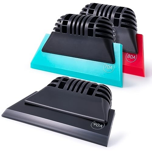 3 Pack Different Hardness Small Squeegee, Non-Slip Handle Rubber Multicolor
