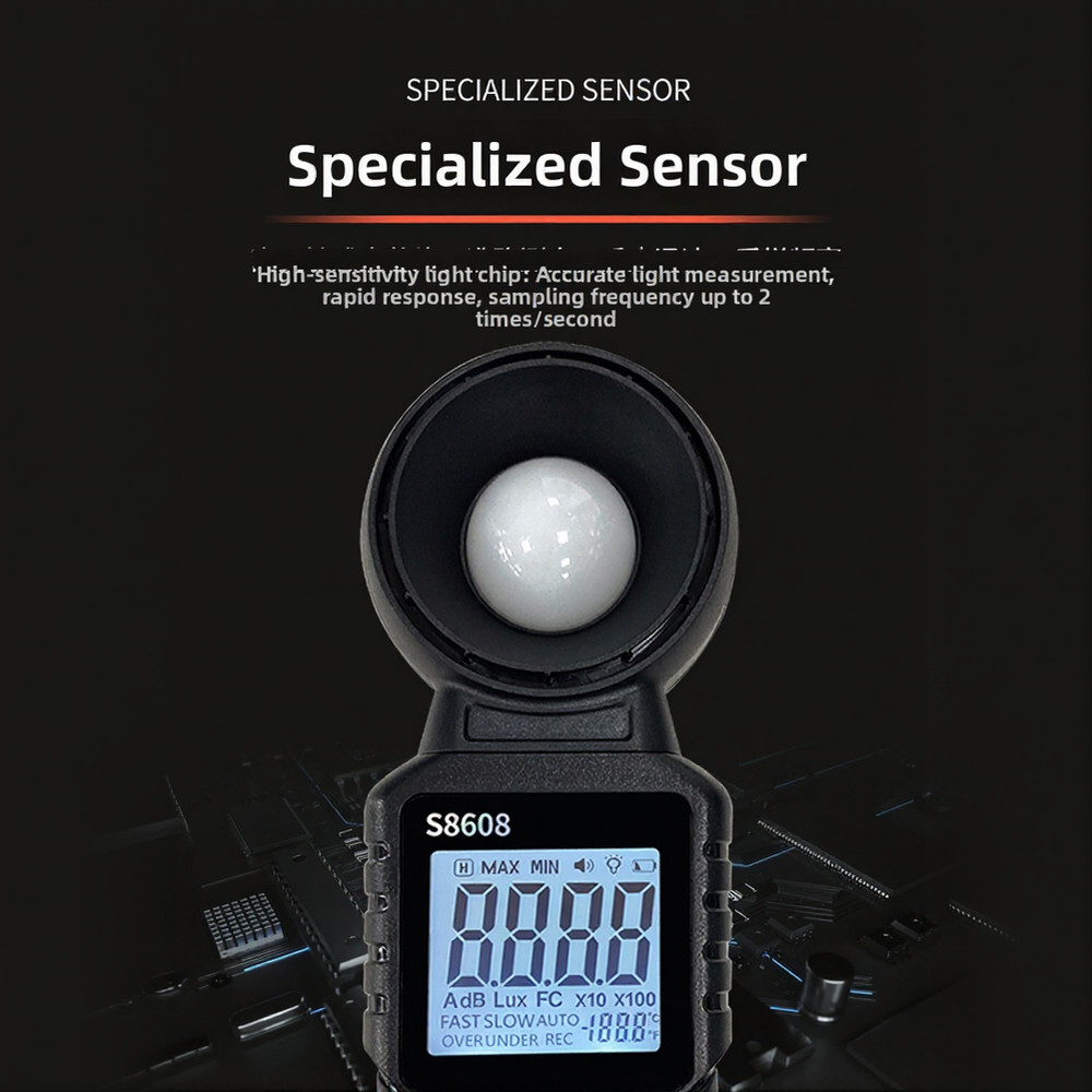 S8608 Digital Lux Meter Backlit Screen High Sensitivity Sensor Reliable