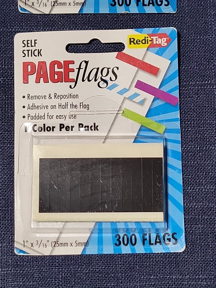 Redi-Tag Remove & Reposition Page Flags (2) Black (2) Silver 300/Flags Per Pack