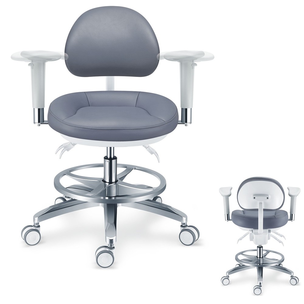 Ergonomic Dentistry Microscope Chair Adjustable Dentist Stool Microfiber Leather