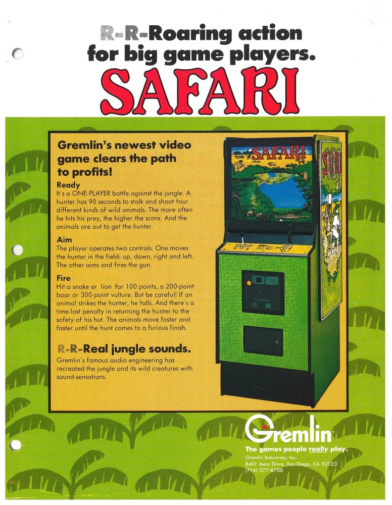 Safari Gremlin Video Arcade Flyer / Brochure / Ad