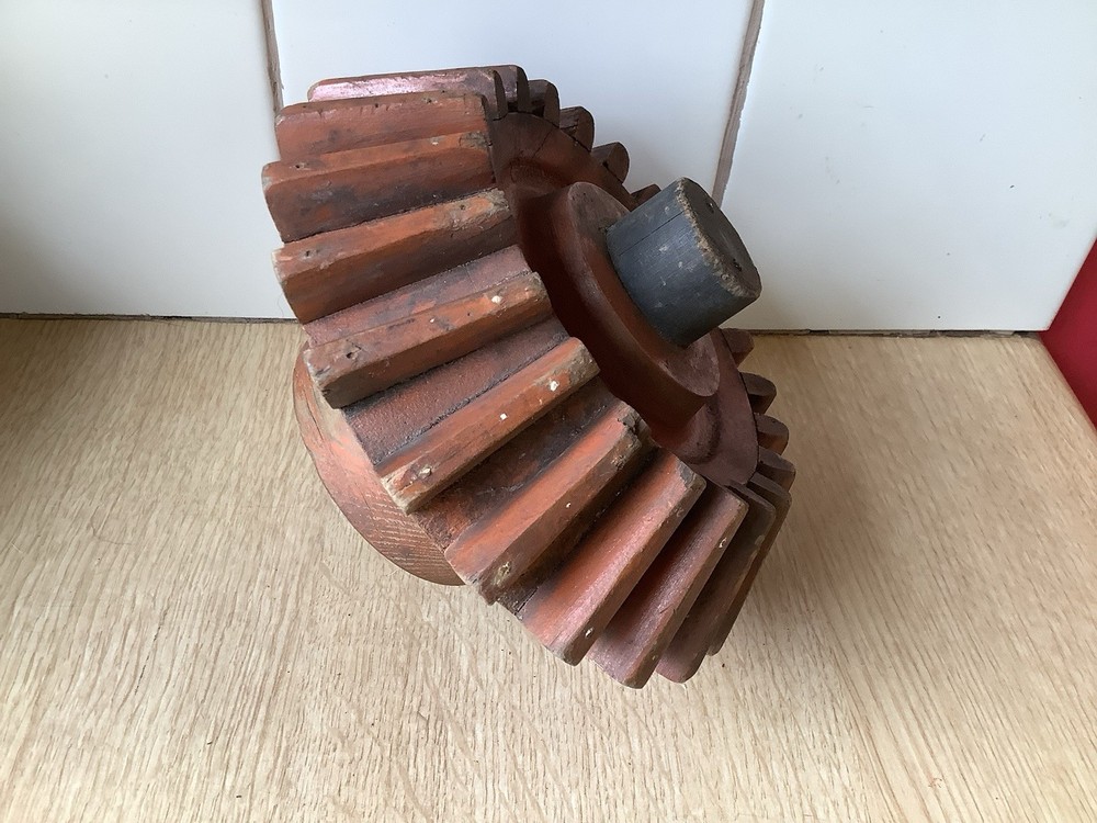 Antique wooden foundry casting cog wheel pattern