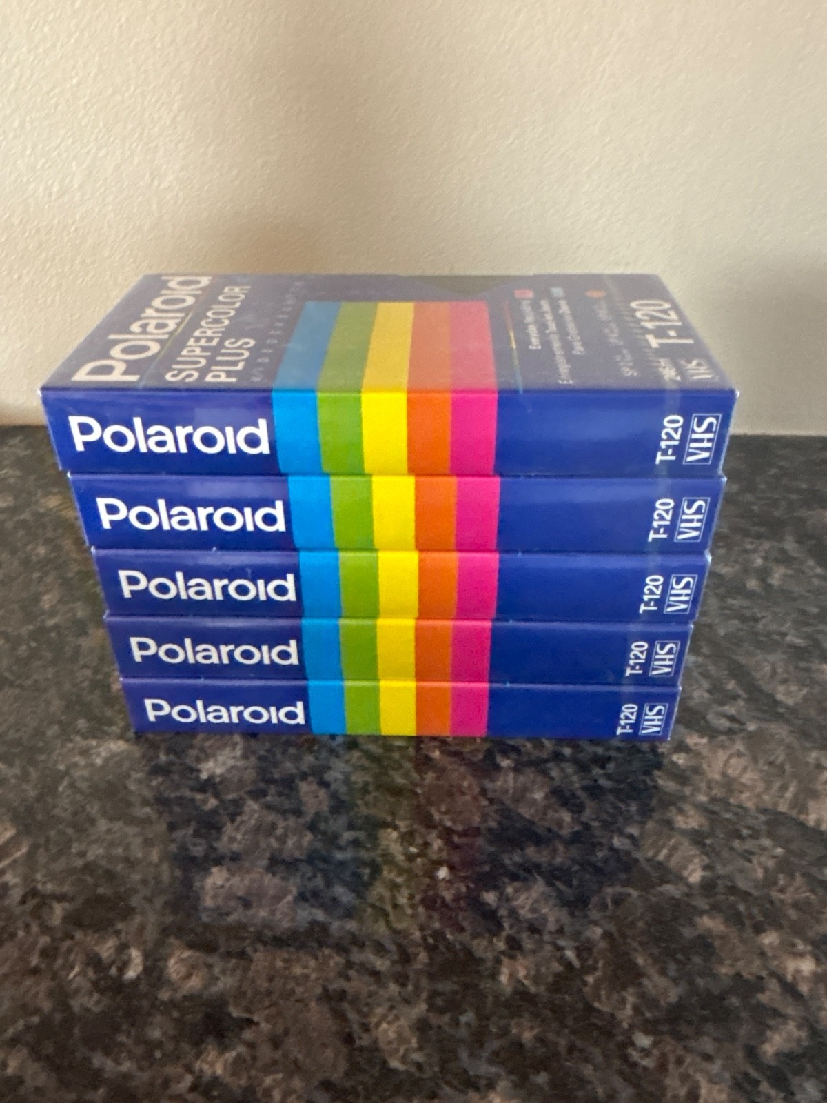 Lot of 5 Polaroid T-120 Supercolor Plus VHS Blank Video Cassette Tapes Sealed