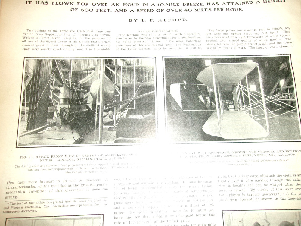 1908 WRIGHT BROTHERS AEROPLANE CONSTRUCTION REPORT & 1911 BIPLANE B REPORT