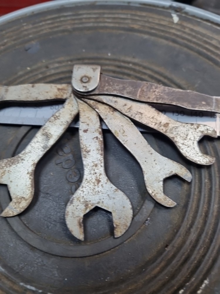 Vintage cycle Multi Tool Spanner, Screwdriver Tyre Lever Tools British made